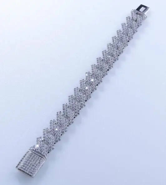 17 мм медная форма возврата Снаряженная кубинская браслет Iced Out CZ браслет золотой серебряный цвет для мужчин роскошная коробка застежка Прямая - Окраска металла: silver