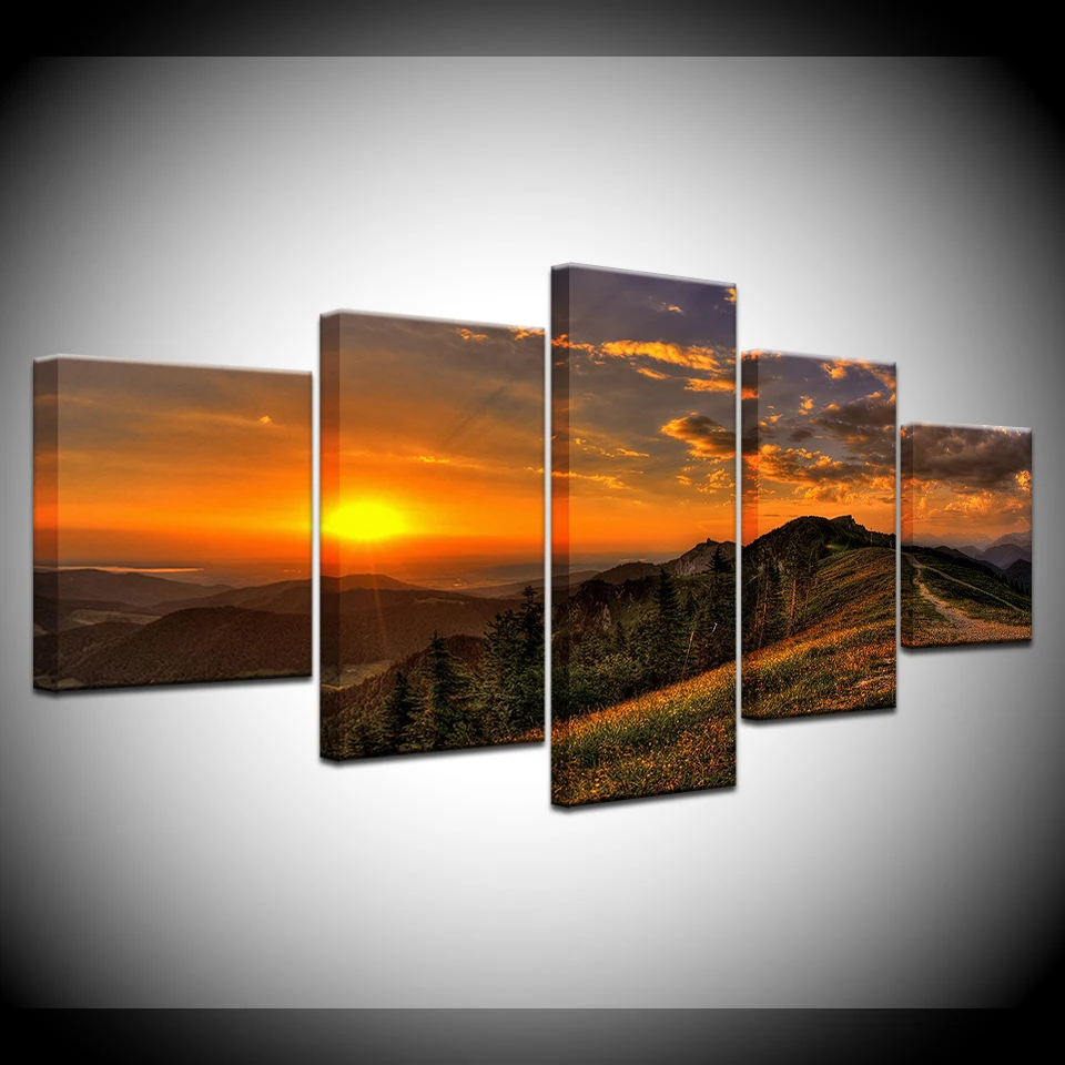 

5 Panel/piece HD Print Dusk nightfall Gloam mountain landscape modern art wall posters Canvas For home living room decoration