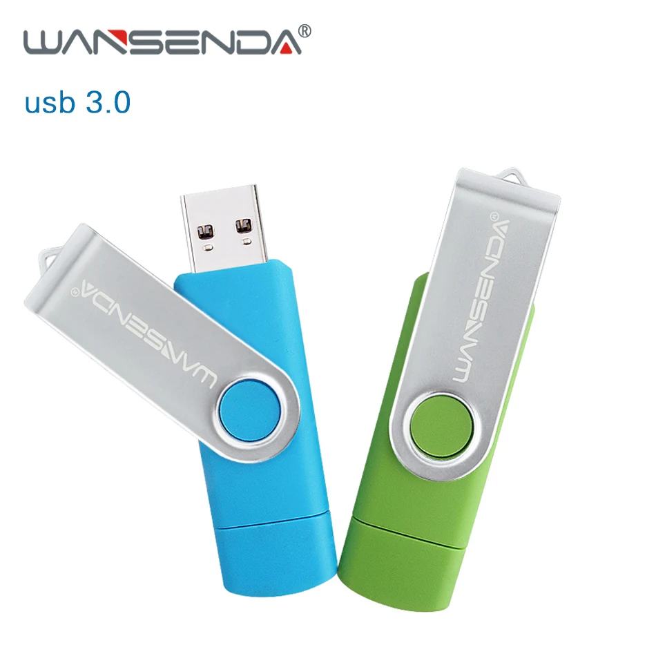 WANSENDA OTG USB флеш накопитель для смартфонов/планшетов/ПК 32 Гб 64 128 ГБ 256 Флешка