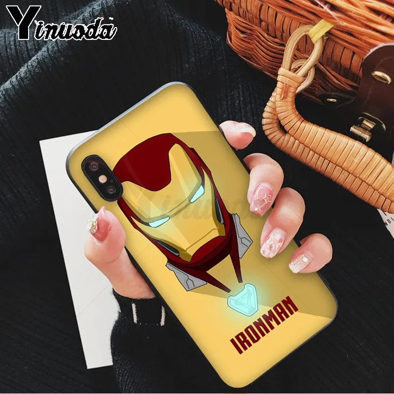 Yinuoda Marvel Heroes Железный человек мягкий резиновый черный чехол для телефона iPhone X XS MAX