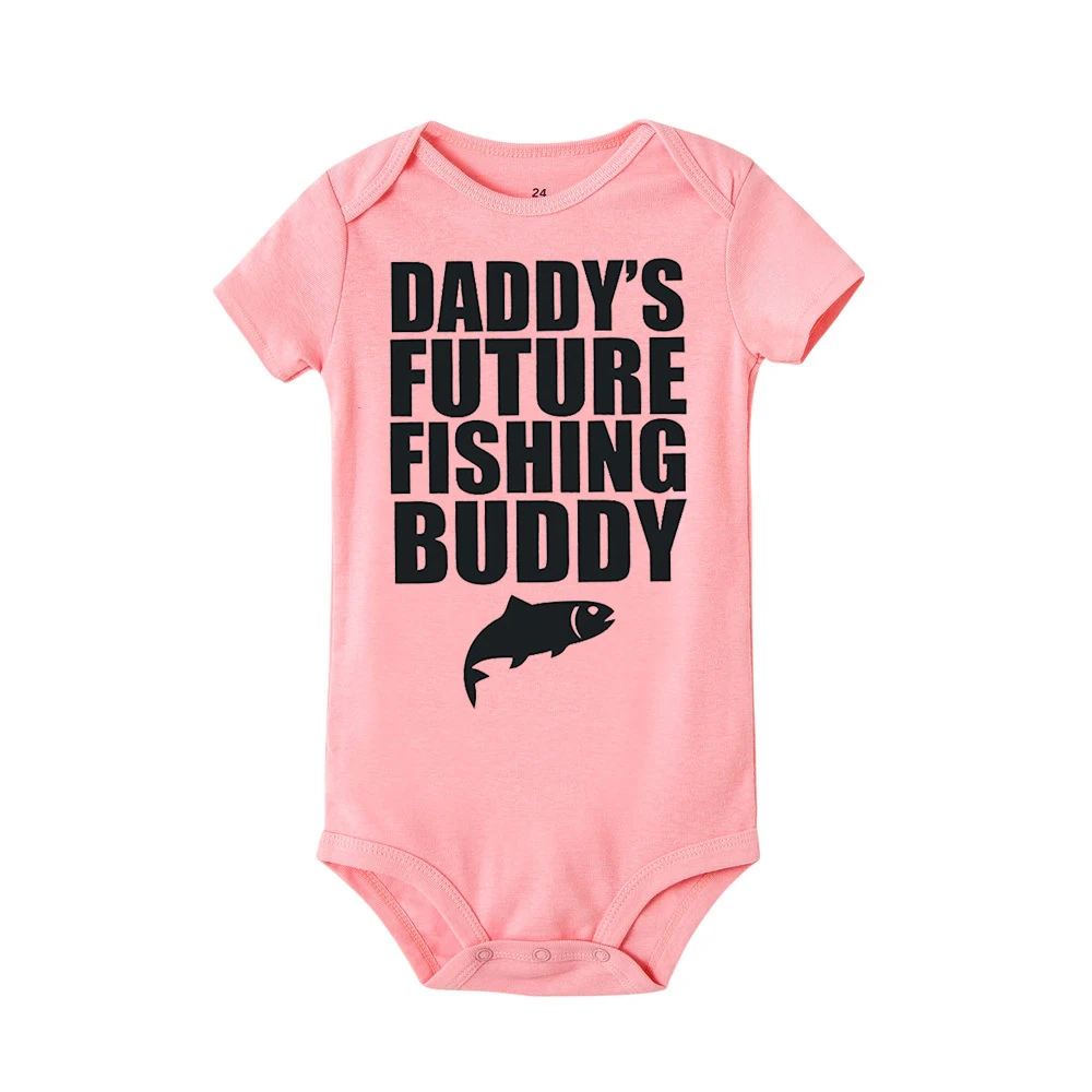 Новое летнее платье с принтом «Daddy's будущее Рыбалка Дадди для новорожденных, младенцев, для маленьких мальчиков и девочек Изделие из хлопка с короткими рукавами комбинезон Комбинезоны