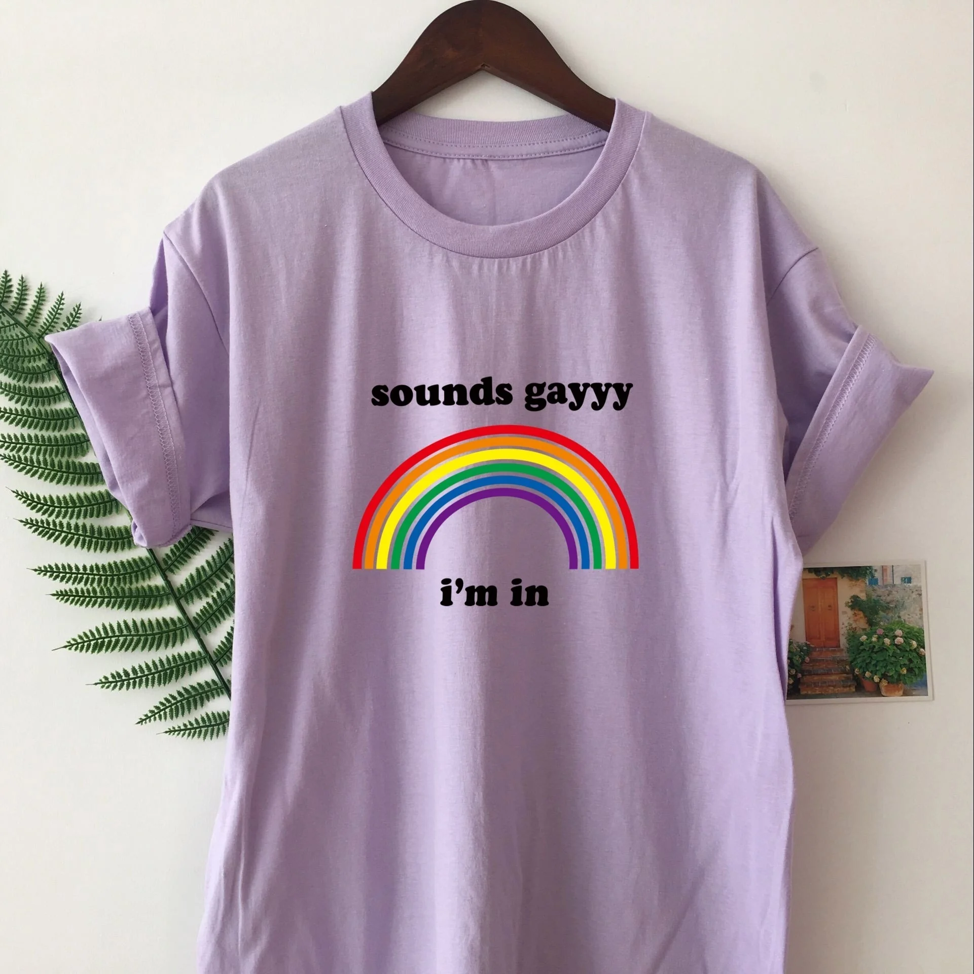 Футболка PUDO HJN Sounds Gayyy I'm In Rainbow с принтом футболка для лесбиянок геев сторонников