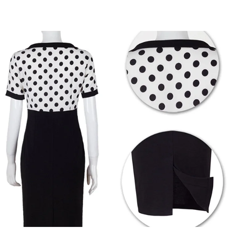 2017 Летом Точка отложным Воротником Шить Карандаш С Коротким Рукавом Платье