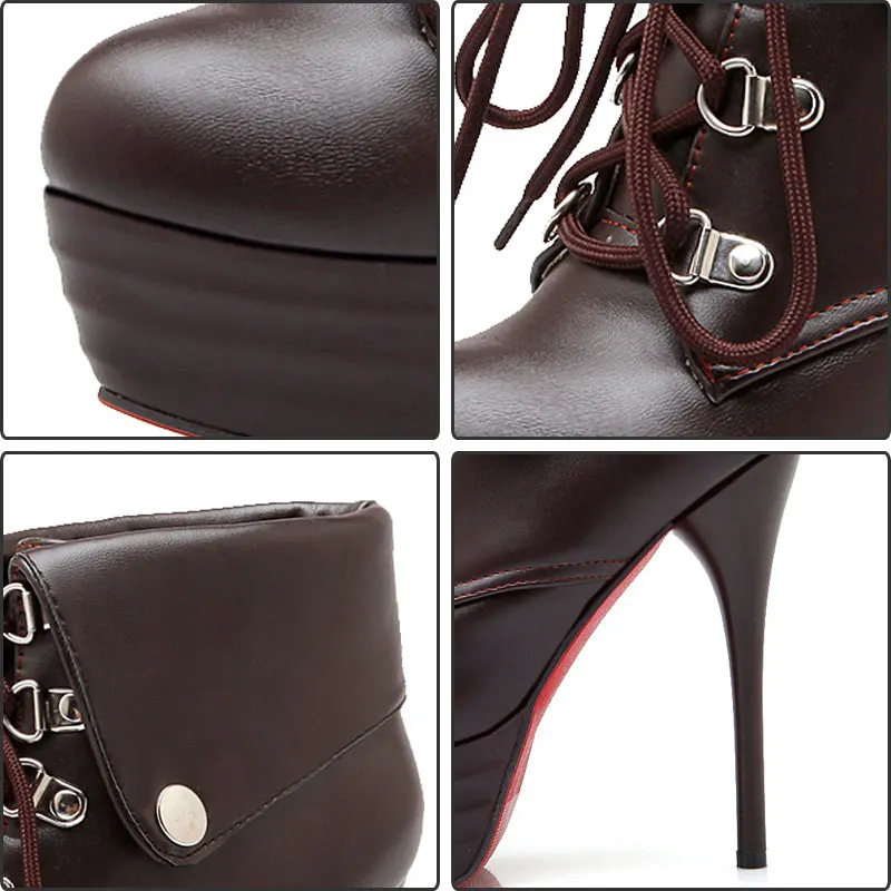 Женские ботильоны на шнуровке Fanyuan пикантные полусапожки тонком очень высоком