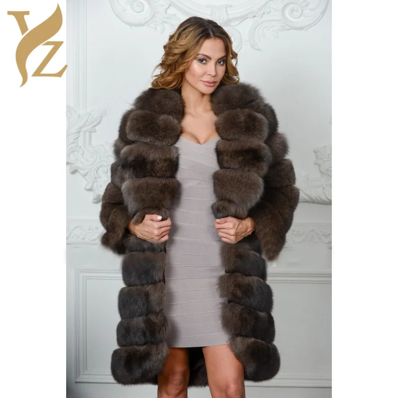 Новинка роскошное Женское пальто из натурального Лисьего меха толстое с