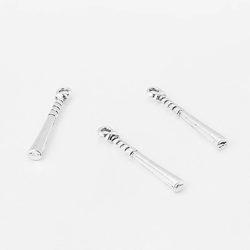 15 шт античные серебряные 3D бейсбольные/Софтбол Летучая мышь Очаровательные