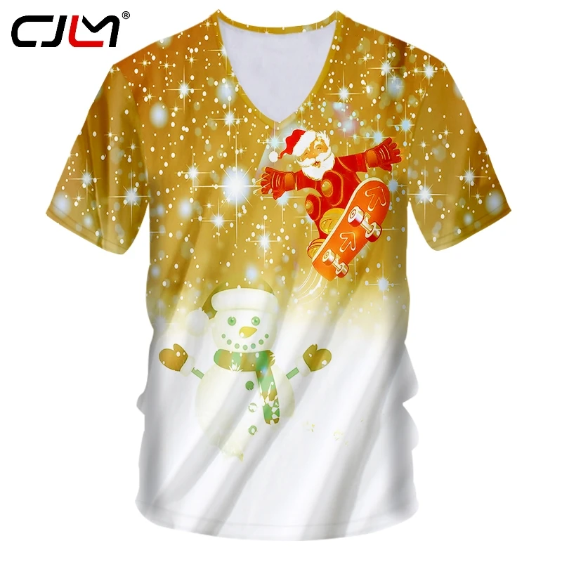 

CJLM Мужская футболка для скейтборда, футболка с треугольным вырезом, футболка со снеговиком, футболка в китайском стиле с 3D принтом