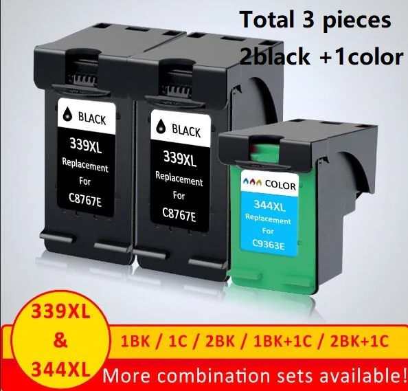 3pcs BK BK Color XiangYu 339 344 чернильный картридж для hp 339 344 с чернилами hp Deskjet 6520 6540 5740 5745 5940 Photosmart 2575 2610 2710 8050 6520 принтер - Цвет: 3pcs BK BK Color