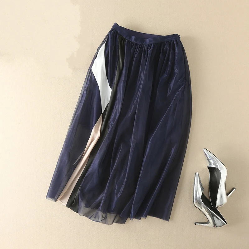 2017 Высокого Качества для Женщин Девушки Лето Сетки Лоскутная Юбки Женский