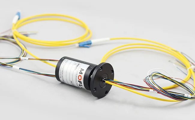 

MOFLON slipring fiber optic rotary joint 1 channel FORJ mixed with electric wires slip ring MFO108-S12
