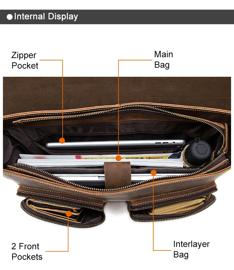 

Business Briefcases Bag Men for Lawyer Vintage Crazy Horse Leather Laptop Briefcases Bag 14inch Office/Document Bags Men