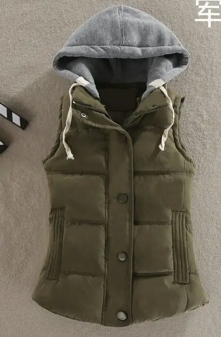 

Winter Wasitcoats Hooded Down Vest Autumn Thick Warm Coat Outwear Tops Overcoat Sleeveless Fashion Big