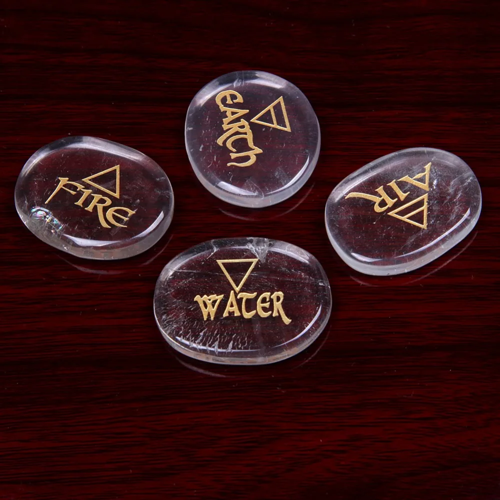 Гравированный элемент символ чистый кварц чакра камень Пальма Кристалл Рейки