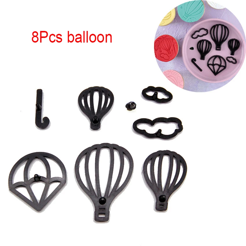 8pcs Balloon Новые формы для украшения торта, набор пластиковых формочек для печенья, выпечки, инструменты для свадебной музыки, семейные животные, баллон - Цвет: 8pcs Balloon