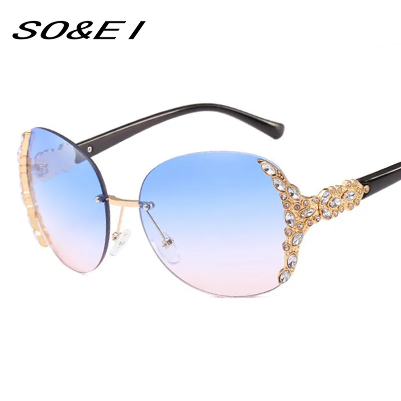 SOEI сезон: весна–лето Стили Кристалл Украшение Oversize без оправы Для Женщин Круглые