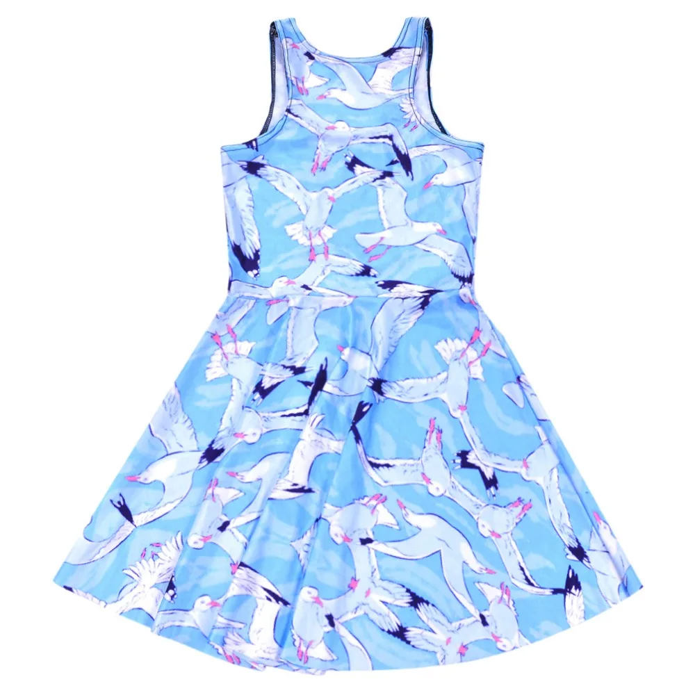 Новое Лето Горячих Женщин Sexy Skater Dress Чайки 3D Печать Цифровая Vestidos Femininos Клуб