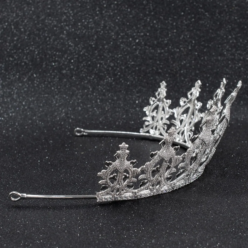 

2019 New Crystals CZ Cubic Zirconia Wedding Bridal Big Tiara Diadem Crown Women Prom Hair Jewelry Accessories CH10260