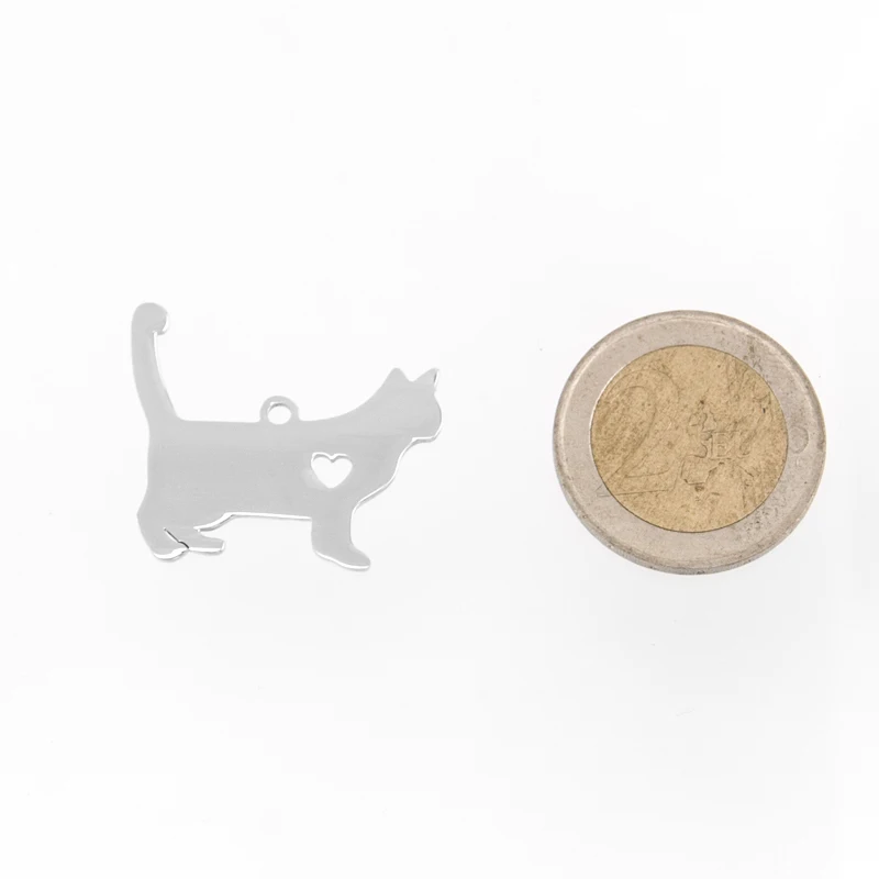 Risul I love my cat кошка с длинным хвостом кулон из нержавеющей стали сердцем щенок ID