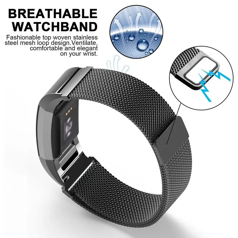 Нержавеющая сталь ремешок для часов Миланская петля браслета Fitbit Charge 2 браслет