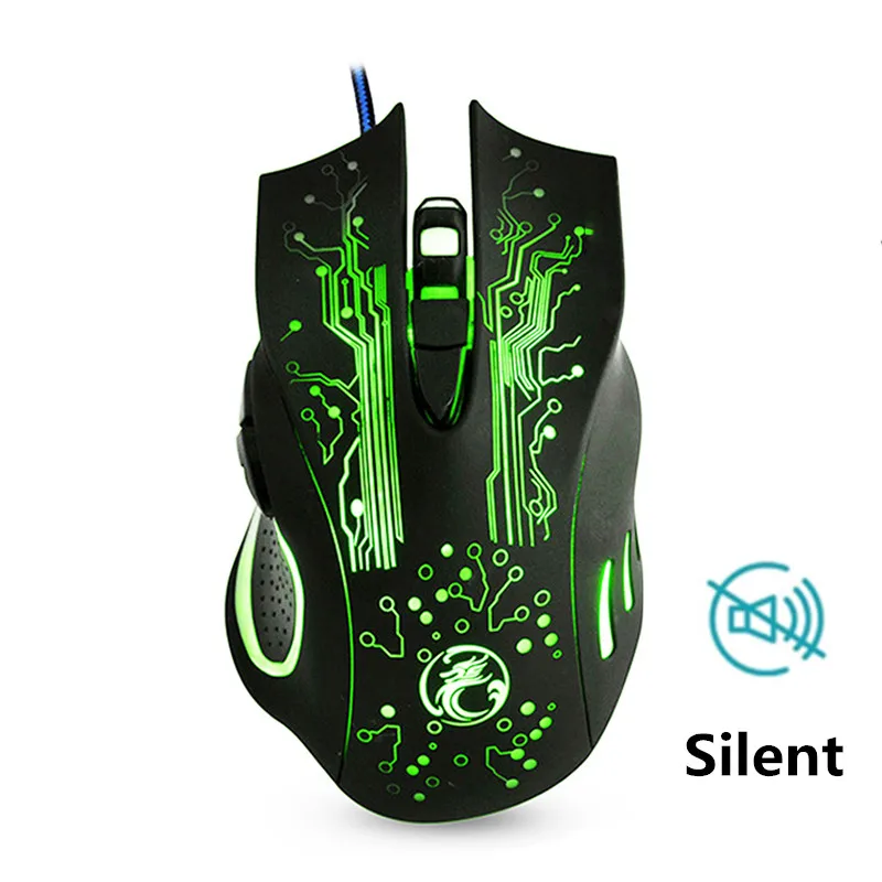 Silent Mouse Проводная игровая мышь Бесшумная геймер игровой мыши кабель USB 6 кнопок эргономичные мыши Красочный светодиодный оптический Mause для ПК Компьютерная игра X9 - Цвет: Silent Mouse