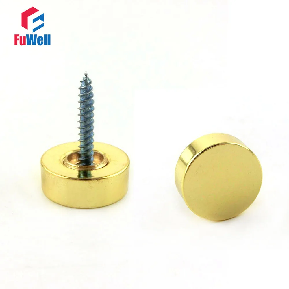 

10pcs 12/16/18mm Cap Decorative Mirror Screw 12x5/16x5/18x5mm Golden Color Brass Decorative Screw Nail Mirror Nails