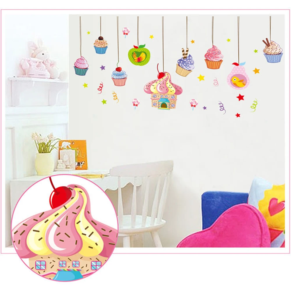 Новый Торт чашка мороженое наклейки на стену DIY гостиная спальня ТВ диван фон