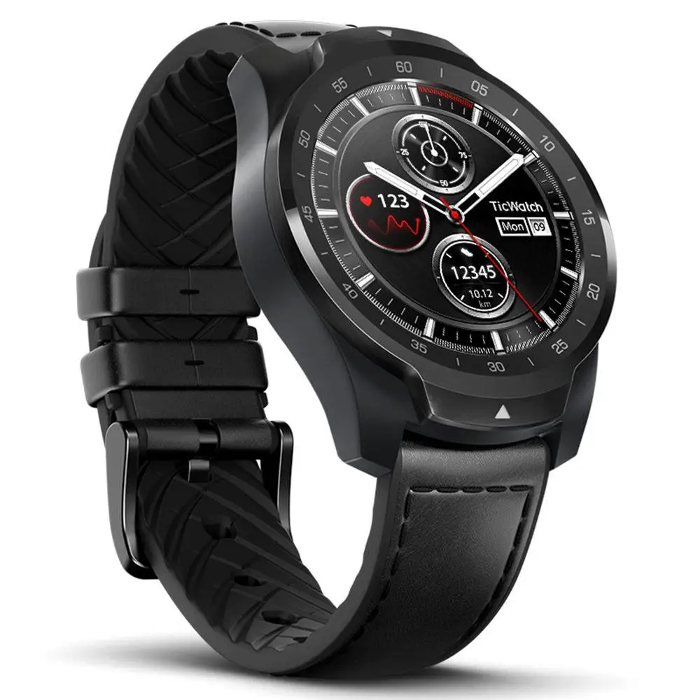 Смарт-часы Ticwatch Pro, Bluetooth, IP68, многослойный дисплей, Поддержка NFC платежей/Google Assistant, одежда OS от Google, 415 мАч, мужские часы