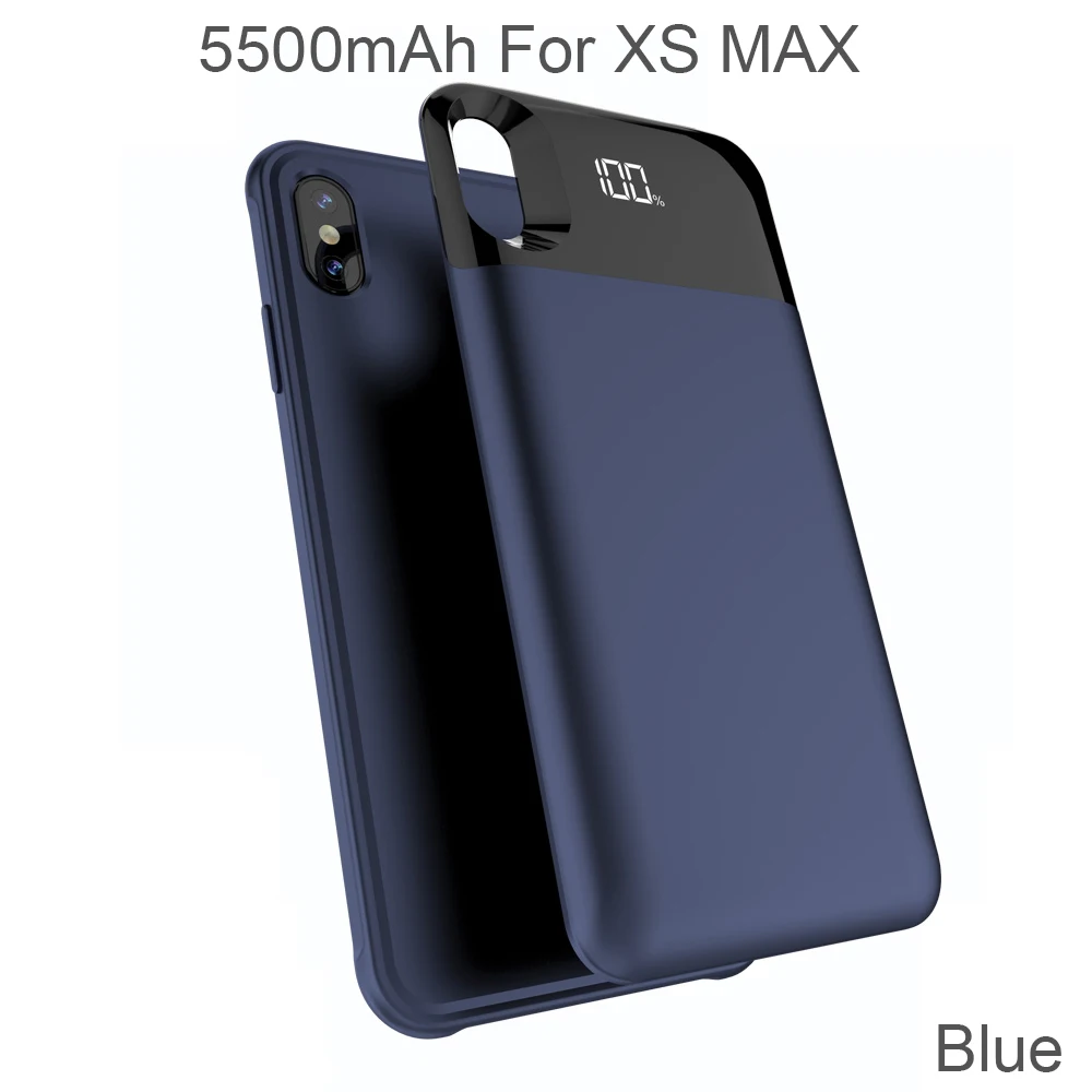 5500mAh For XS MAX XGODY 5500 мАч смарт-Аккумулятор Чехол для iPhone X XS XR XS MAX тонкий внешний зарядный чехол для запасная аккумуляторная батарея для iphone резервного копирования Чехол экран - Цвет: 5500mAh For XS MAX