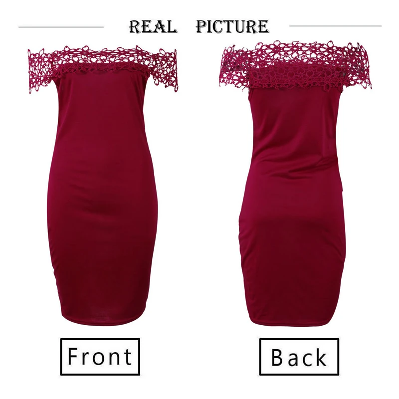 

2019 Sexy Lace Word Collar Hip Fashion Dress New Style Solid Summer Women Dress Robe Femme Casual Party Dresses