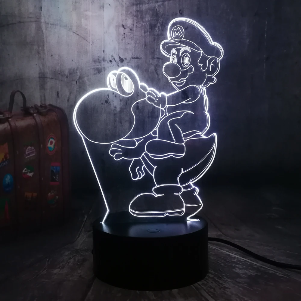 Игровой фигурка Супер Марио 3D светодиодный светильник ночник 7 цветов настольная