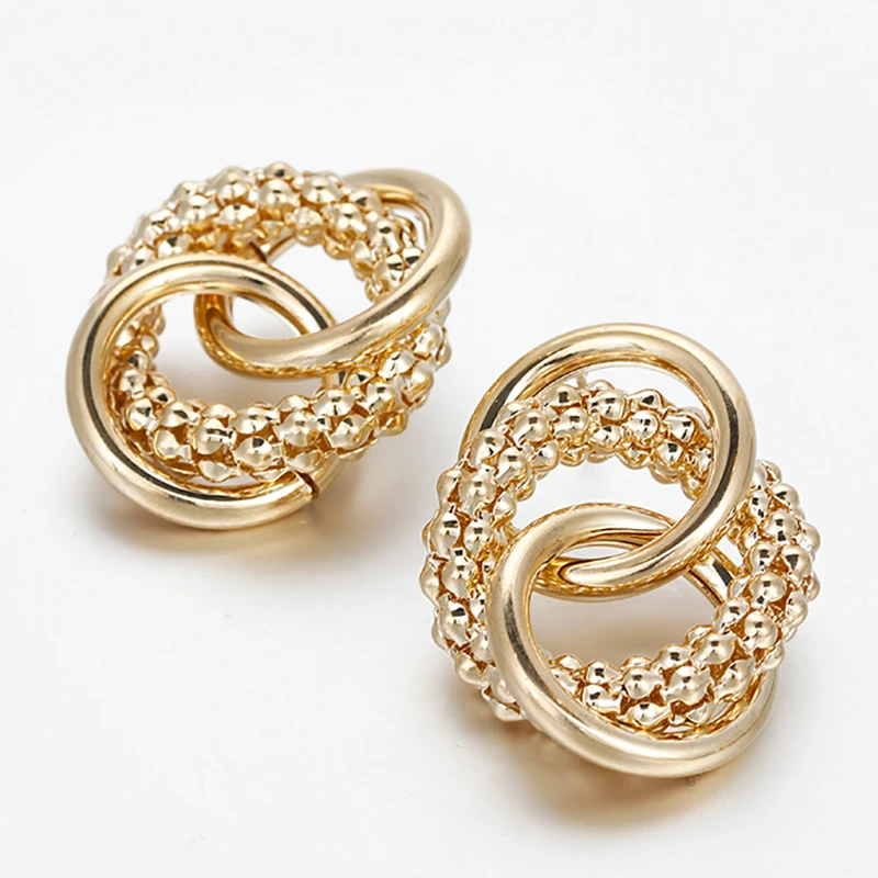 

AENSOA Punk Metal Twist Big Geometric Earrings Unique Big Gold Silver Color Drop Earrings Women 2021 Fashion Jewelry 3 Colors
