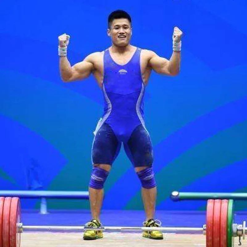 Синий Badiace Пользовательский логотип цельная борцовка Singlet тренажерный зал силовая атлетика наряд мужской купальник-трико - Цвет: Синий