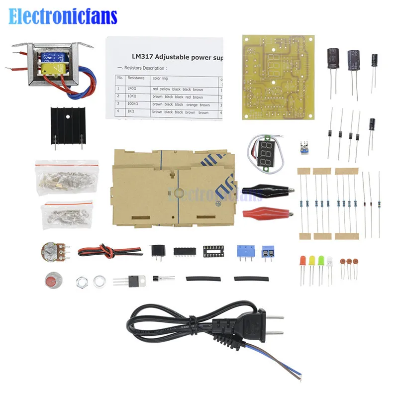 DIY Kit LM317 Регулируемое напряжение от 110 В до 1 25 в 12 5 понижающий модуль питания