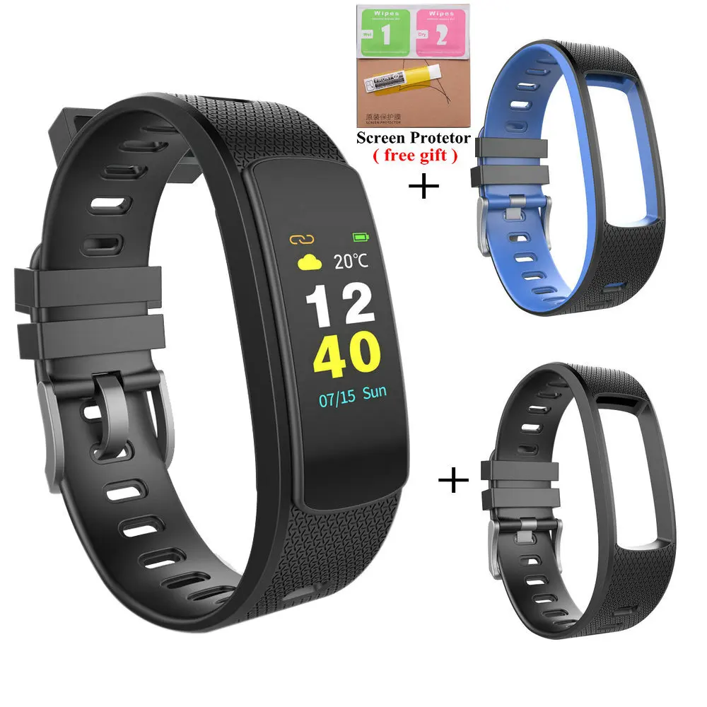 add 2 Straps Новинка, I6 HR C, умный Браслет, монитор сердечного ритма, кровяное давление, для мужчин и женщин, спортивный фитнес-трекер, VS Mi Band 3, Smartband - Цвет: add 2 Straps