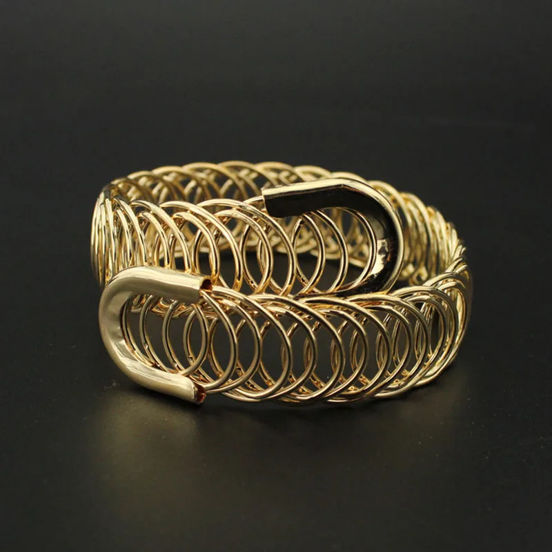 Мода браслет натуральная золотистые полые регулируемый Браслеты для Для женщин