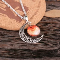 2018 new hot fashion jewelry star necklace glass galaxy cute pendant chain moon necklace female elegant necklace