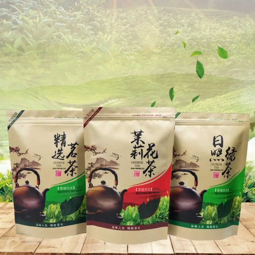 Солнечный зеленый чай упаковка с застежкой молнией блистерный бумажный пакет
