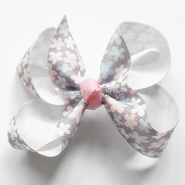 80 шт./лот цветочный принт предварительно изготовленный ленточный бант