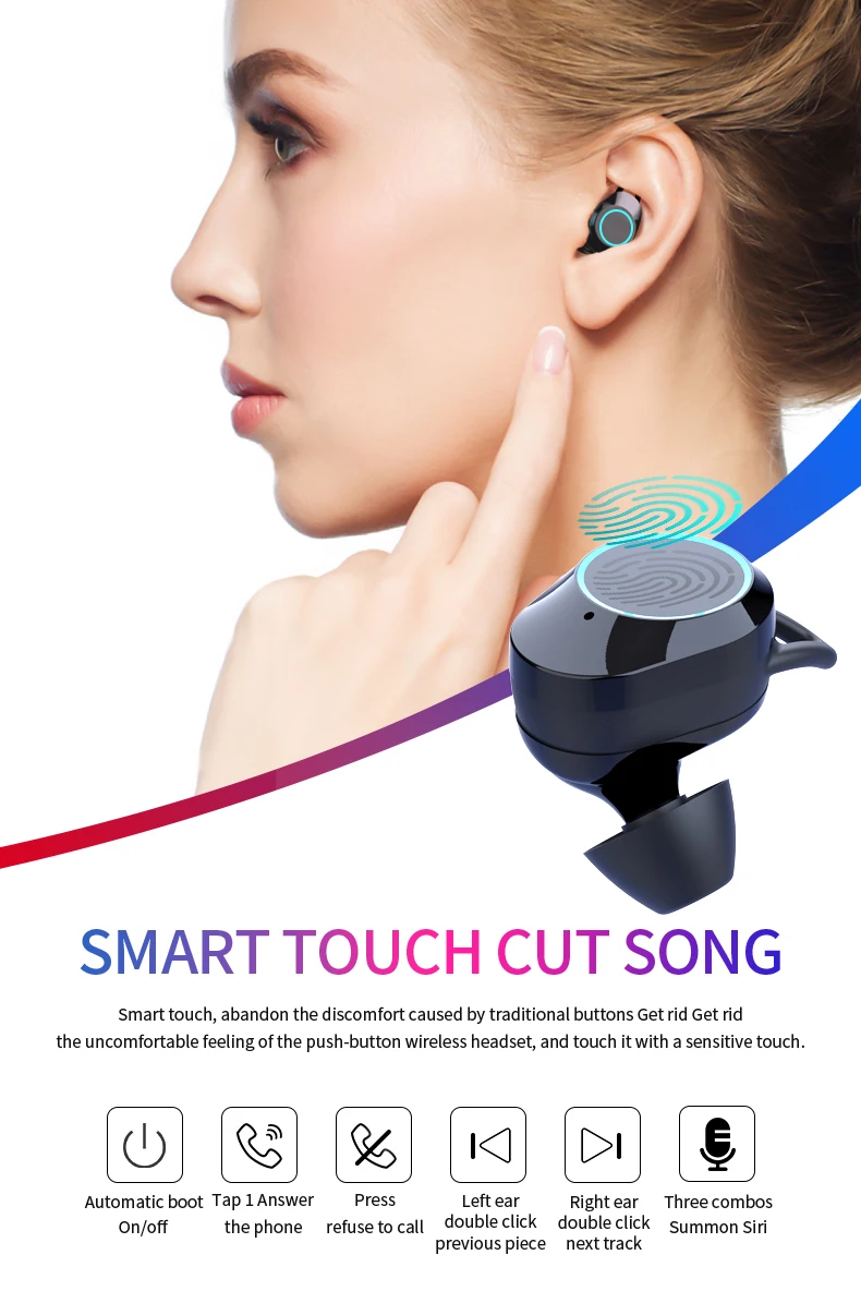 Светодиодный bluetooth-наушник с дисплеем питания высшего класса, настоящая беспроводная водонепроницаемая гарнитура, сенсорные наушники с регулировкой громкости, чехол для большой зарядки