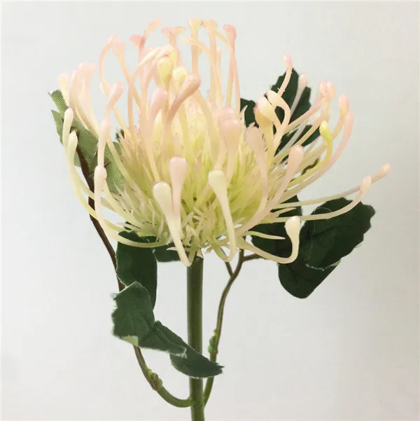 Один пластиковый цветок одуванчика одна голова/шт Leucospermum cordifolium Искусственные цветы 17,7" длинная искусственная Гортензия цветы - Цвет: Светло-розовый