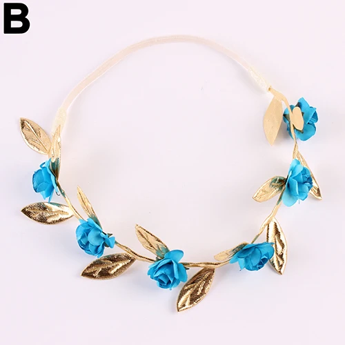 Дети девочек Потрясающие Розы Листья волос Группа партия Эластичный гирлянда