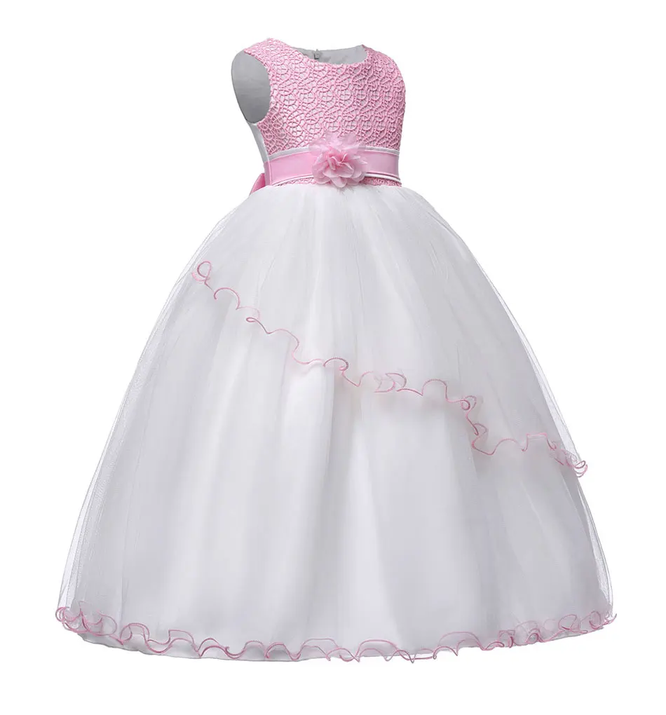 Teen girls lace Wedding gown Long elegant princess dress holiday ceremonial clothing sleeveless flower | Детская одежда и обувь