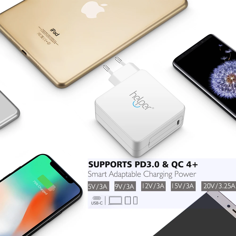 Зарядное устройство USB Type C PD3.0 для MacBook/Pro Lenovo Yoga Dell Xiaomi Matebook и других