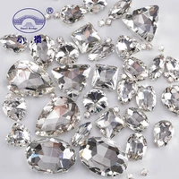 mixed shape white crystal rhinestones for clothes diy clear sew on beads glass decorative rhinestones with claw 50pcspack s038