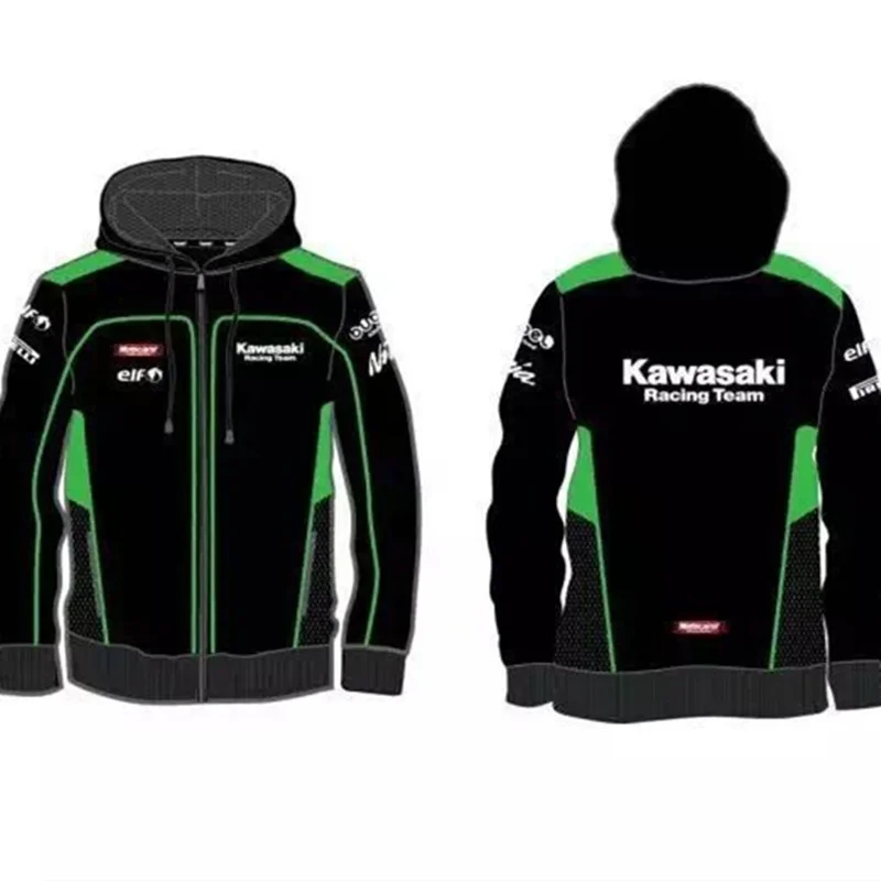 2018 мотоцикла Kawasaki кофты Вышивка Досуг толстовки мотоциклетные с