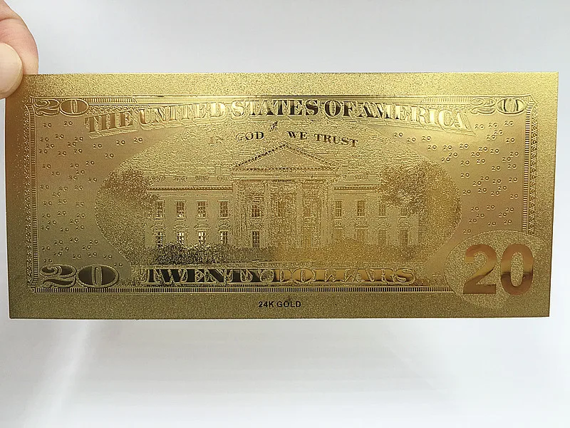 Metal Craft US Gold Foil Banknotes 20 USD World Paper Money Collections Wedding Gift | Дом и сад