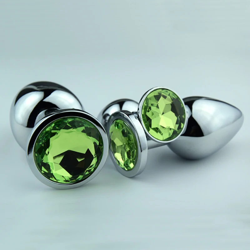 Анальная пробка из нержавеющей стали со стразами и металлическим блеском