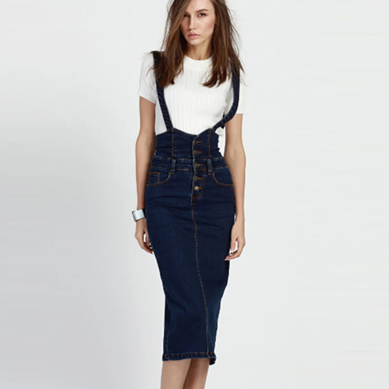 Лето 2017 г. свободная Милая женская джинсовая юбка мыть джинсовый сарафан с