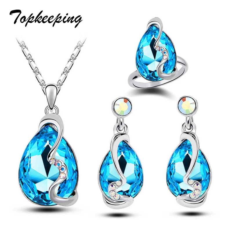 Фирменные женские модные ювелирные изделия topkeep голубые красные золотые