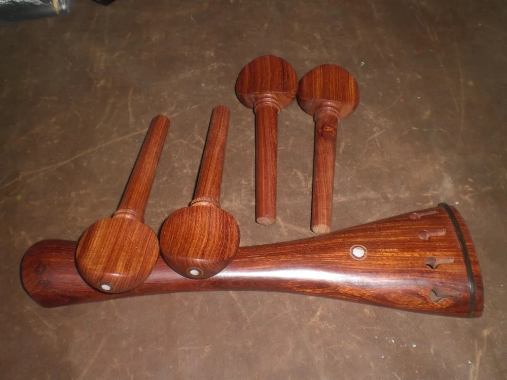 

1 PC Rose wood Cello tail piece 4/4 with 4 PCs Cello pegs 4/4 cello parts